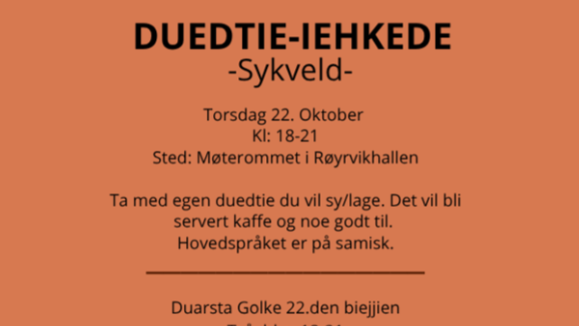 Lenke til artikkel: Duedtie-iehkede-sykveld torsdag 22. oktober
