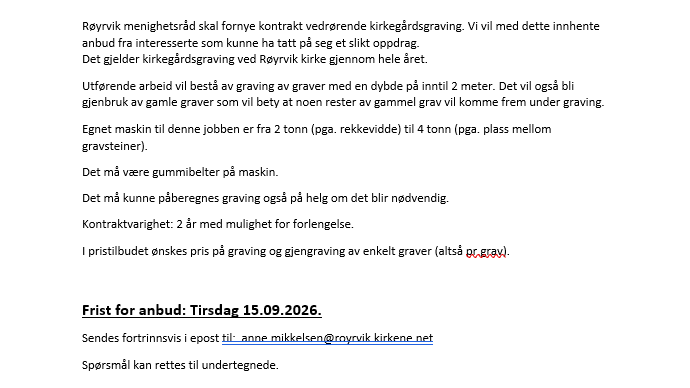 Lenke til artikkel: Anbud på kirkegårdsgraving