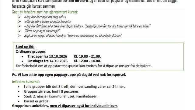 Lenke til artikkel: Velkommunen til foreldrekurs høst 2026