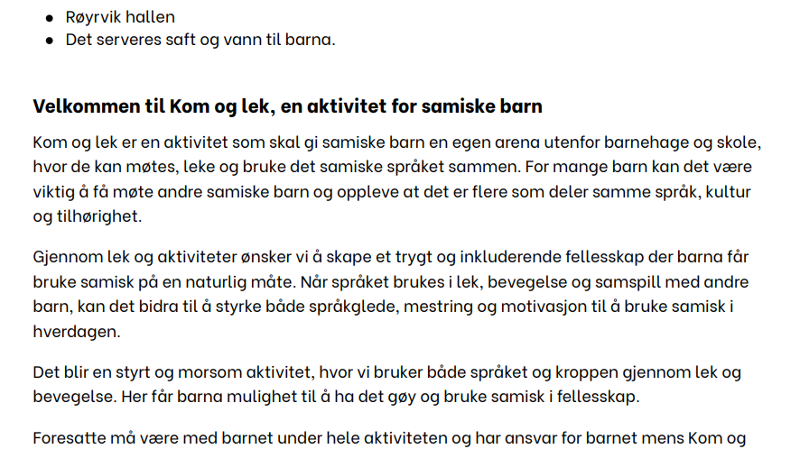 Lenke til artikkel: Båetieh stååkedidh / kom og lek 24. September